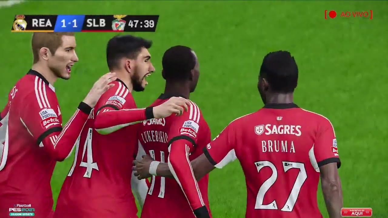 R34L M4DR1D X B3NF1C4  40 V1V0  1M4G3NS J0G0 D3 H0J3 PLACAR EM TEMPO REAL  DA PARTIDA  PES2021