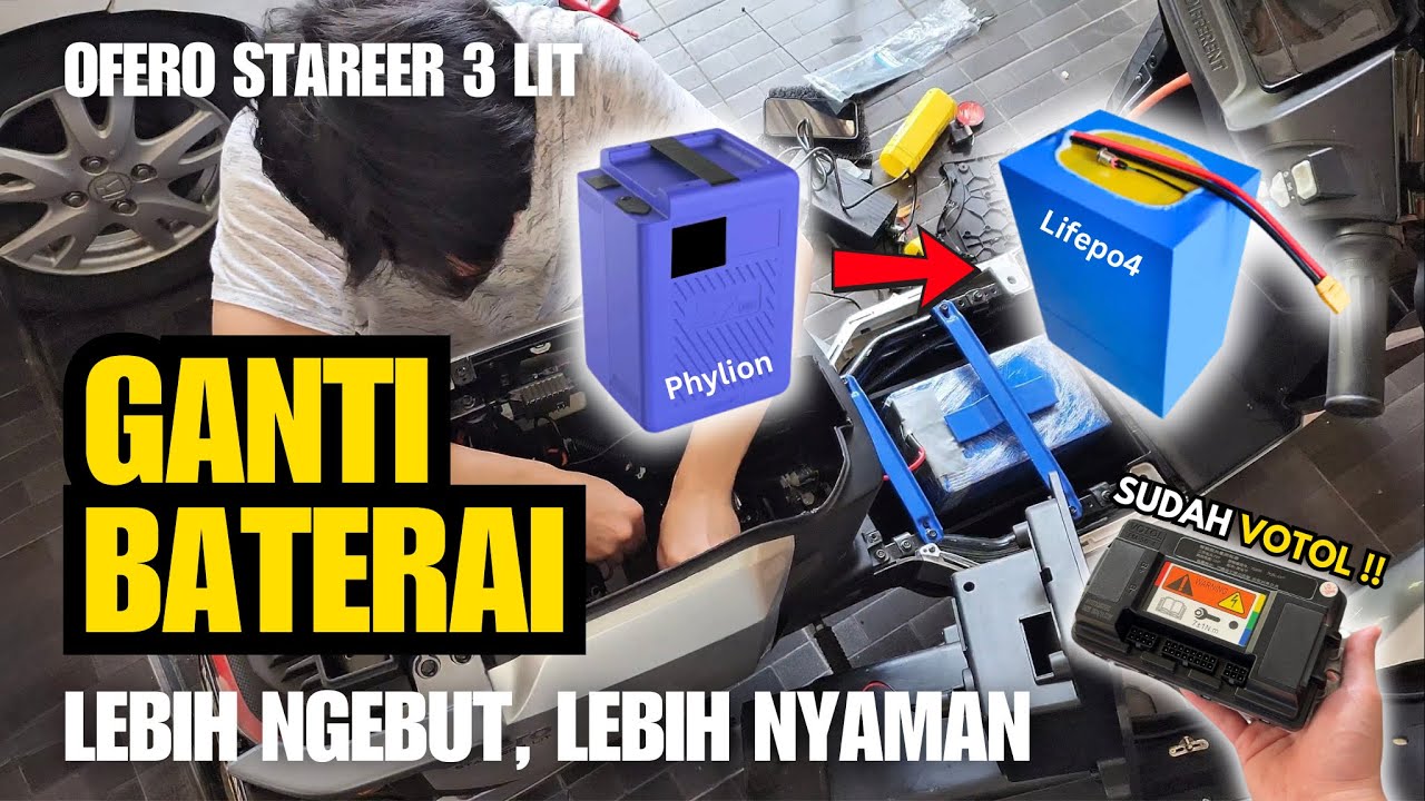 Upgrade Baterai Ofero Stareer 3 Lit ke LiFePO4 60V 21Ah! Sudah Pakai VOTOL