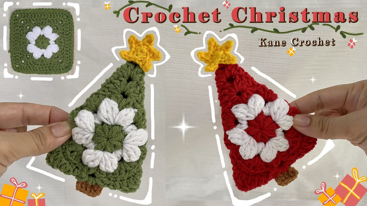 CROCHET CHRISTMAS 🎄 Crochet Granny Square Christmas Tree Ornaments