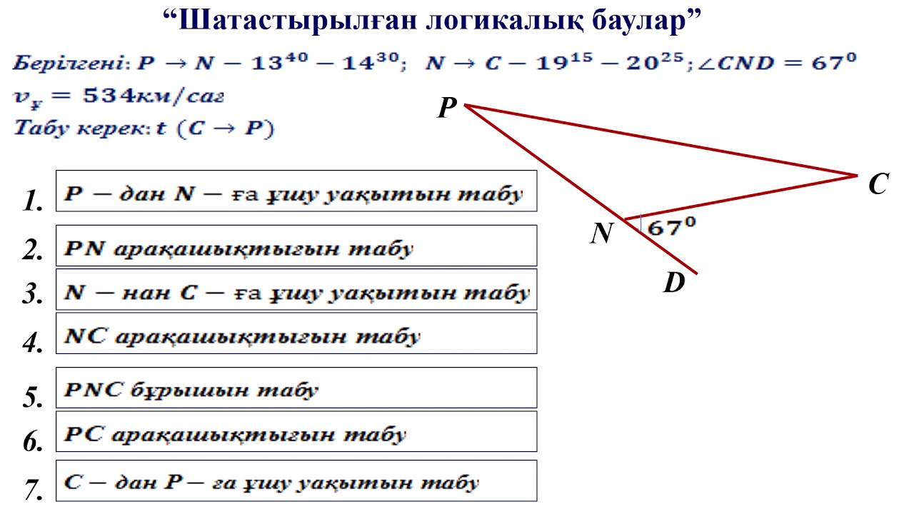 III - тоқсан, Геометрия, 9 сынып, Практикалық мазмұнды есептерде синустар және косинустар теоремалар