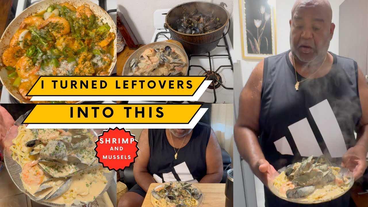 I TURNED LEFTOVERS INTO THIS SHRIMP AND MUSSELS #food #cooking #shrimprecipes #shrimp #mussels #fyp