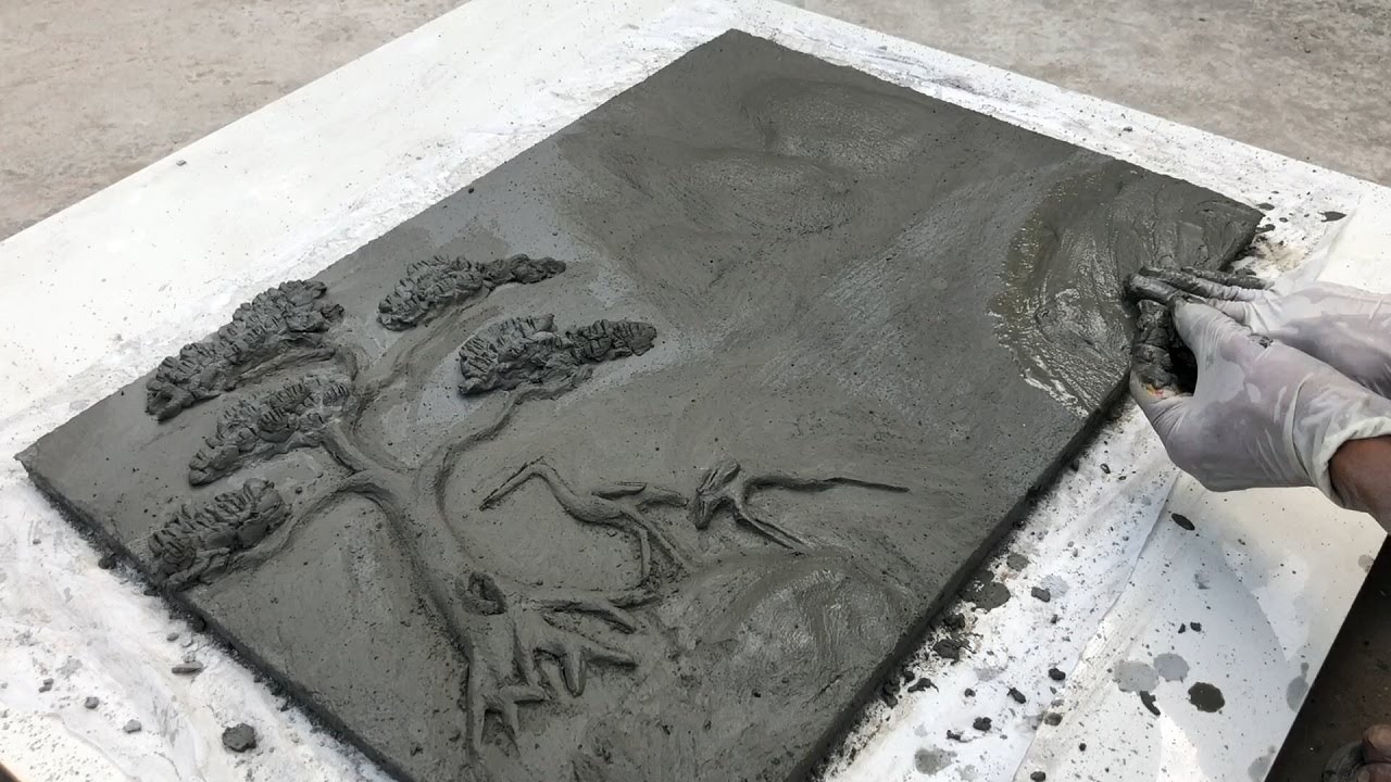 Handmade!!! How to make wall paintings with cement!!!!