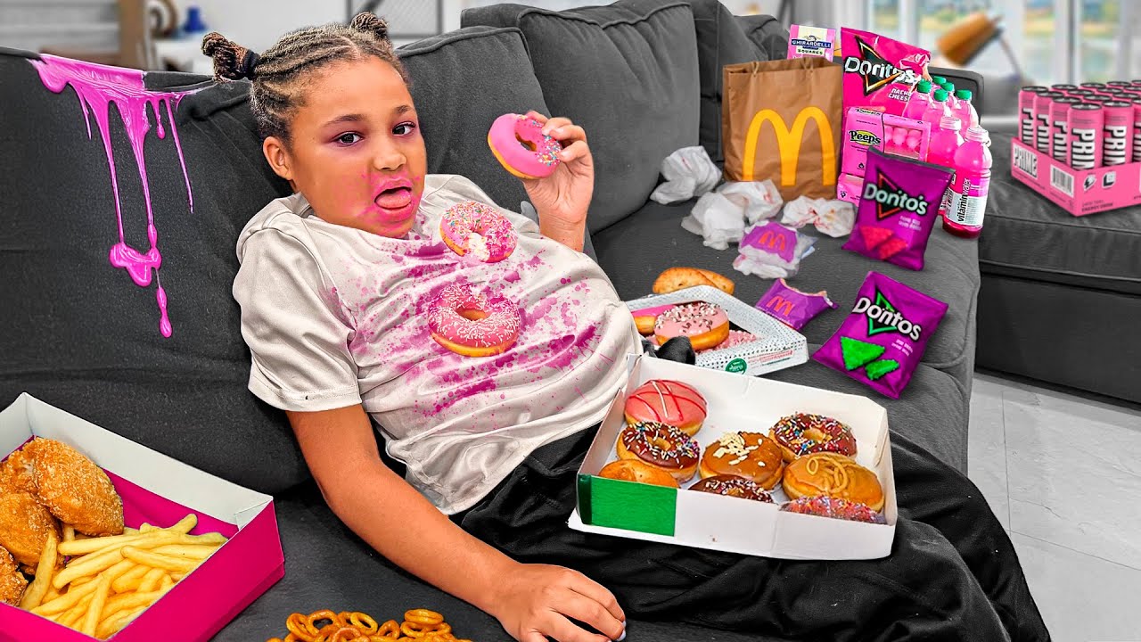 Girl EATS TOO MUCH PINK FOOD, She LEARNS INSTANTLY