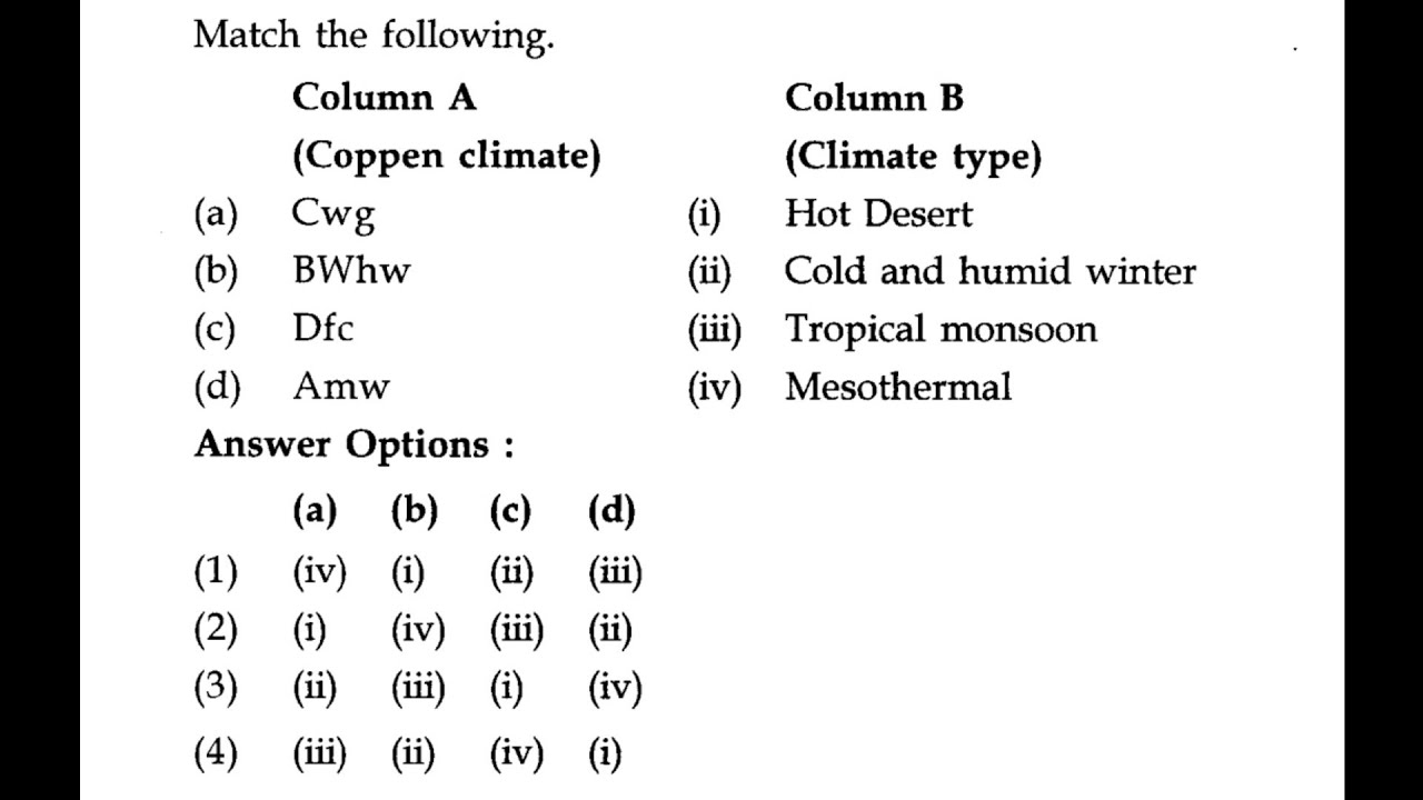 Q147. Koeppen's Climate Types