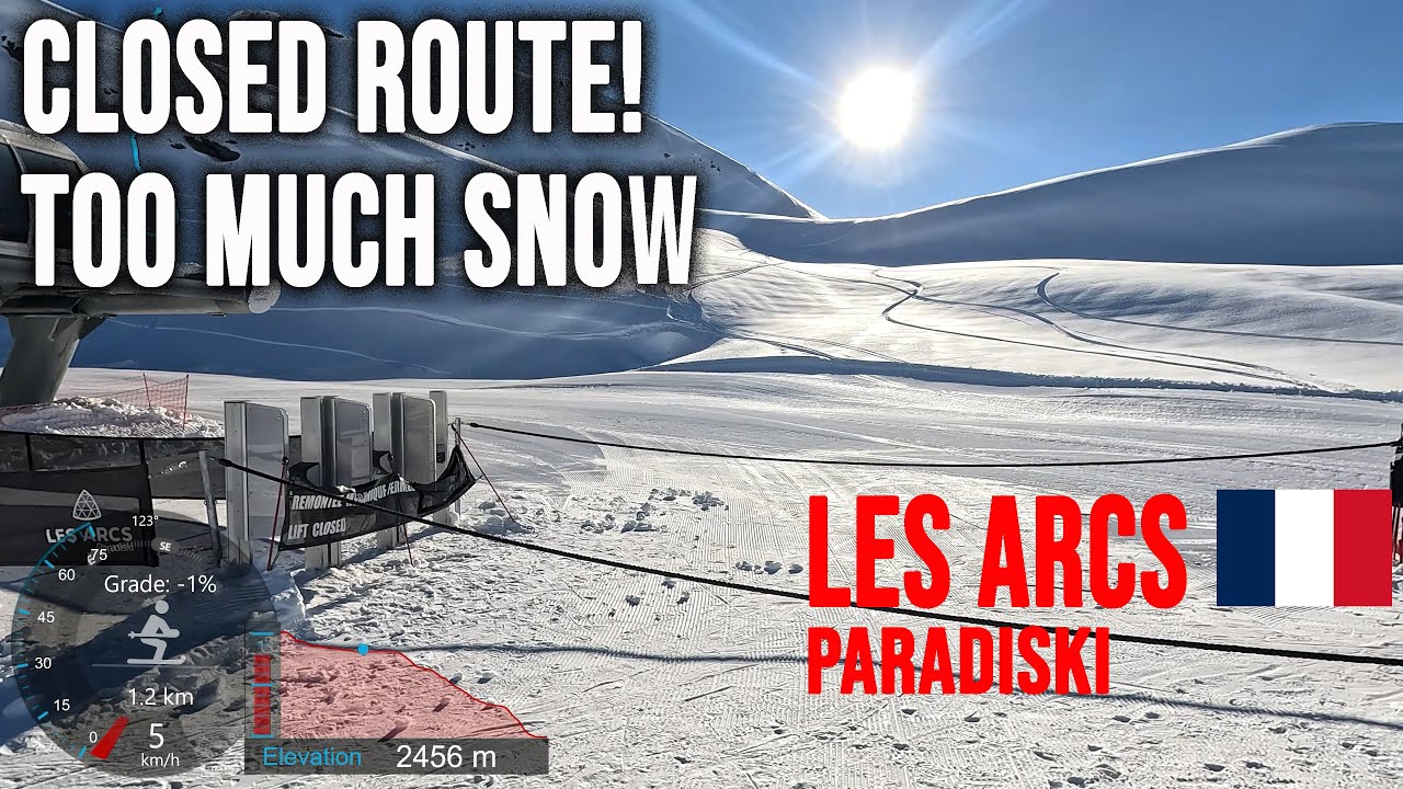 [4K] Skiing Les Arcs, Closed Route - Too Much Snow - Col de la Chal, Paradiski France, GoPro HERO11