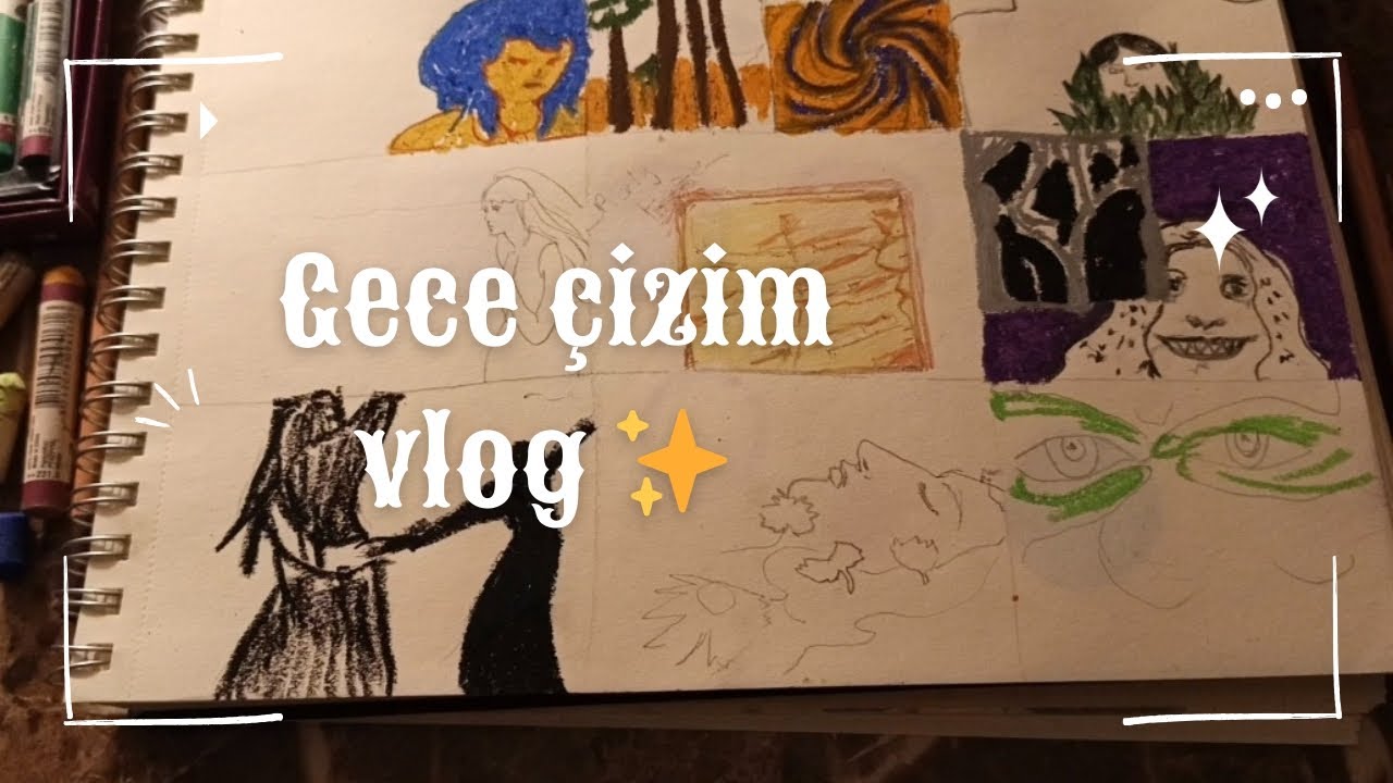 Night drawing vlog 👾Gece çizim vlog ✨🌺