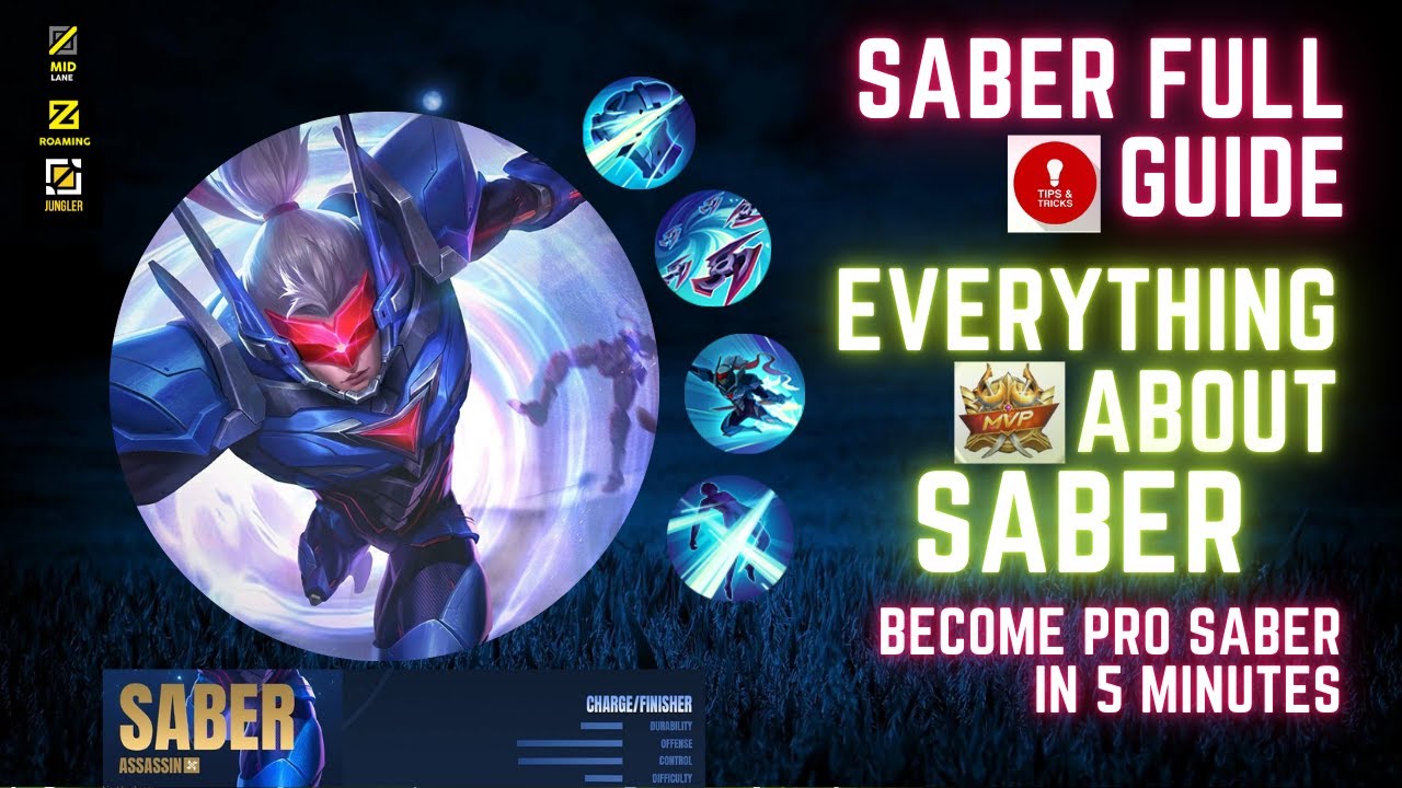 SABER FULL GUIDE☑️. EVERYTHING ABOUT SABER TO BECOME PRO SABER PLAYER IN MOBILE LEGENDS: BANG BANG.