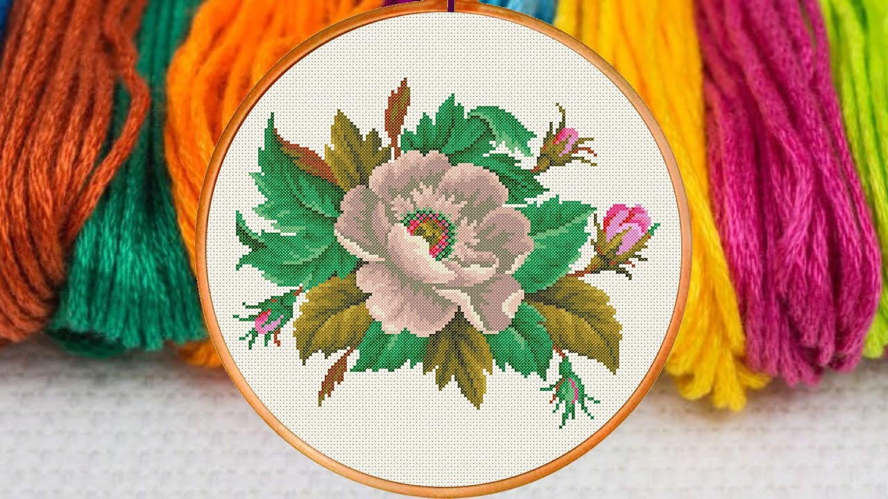 ✅ Elegant Flower Cross Stitch Pattern 2, Floral Embroidery Chart, antique  needlework chart