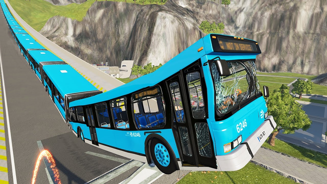 Long Articulated Bus Crashes #3 - Beamng Drive