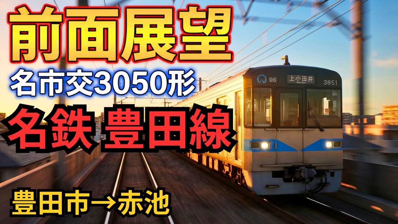 【前面展望】名鉄豊田線 名市交3050形  踏切なし ほぼ高架区間をブッ飛ばす！豊田市駅から赤池駅まで完全収録