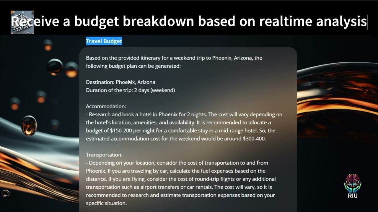 Journey Genius Laptop Demo by RIU AI Apps 2024