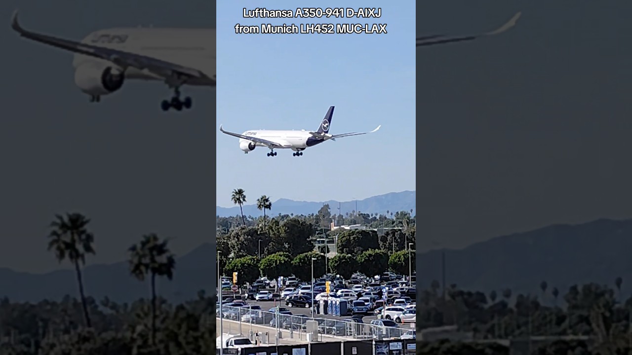 Lufthansa A350 landing Los Angeles LAX from Munich 