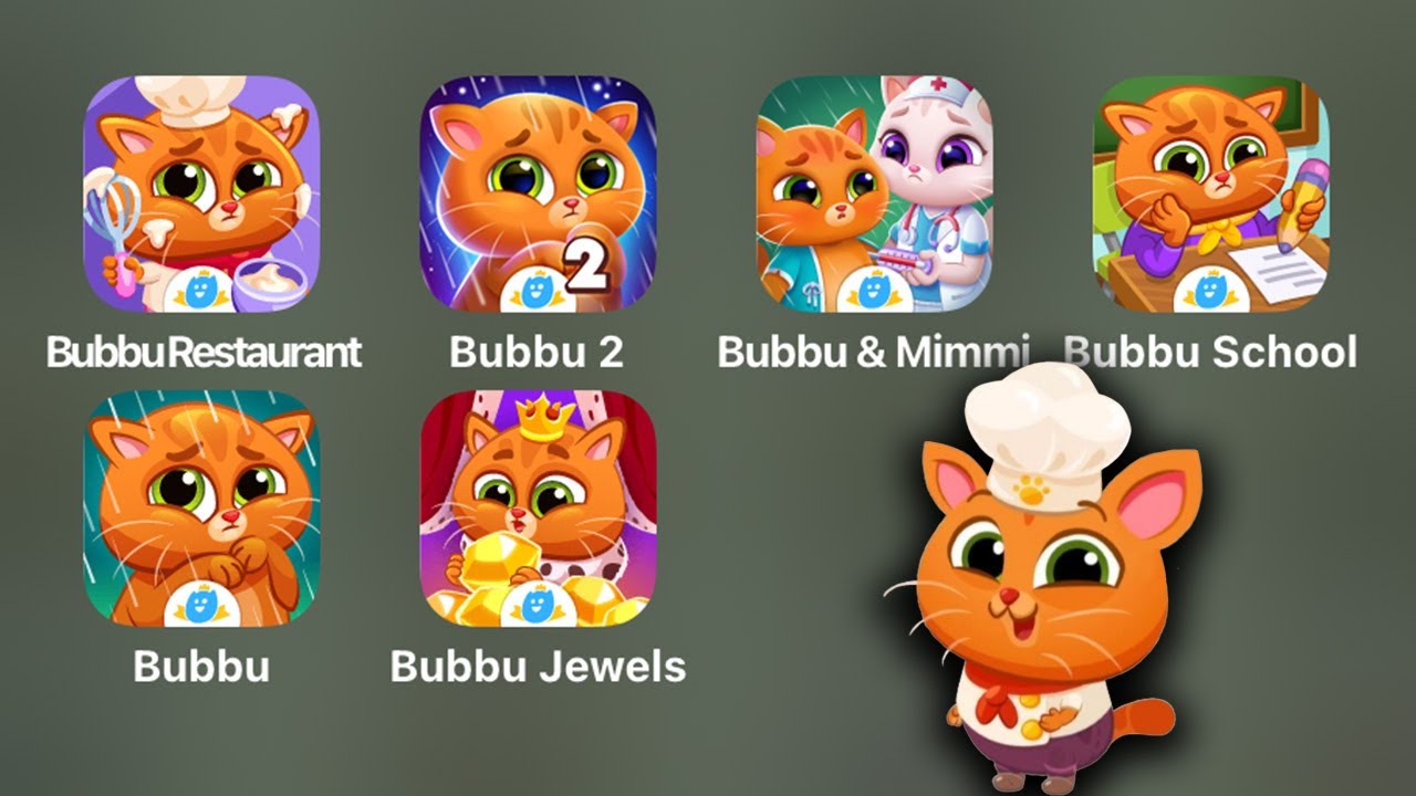 All Bubbu iOS/Android: Bubbu Restaurant,Bubbu 2,Bubbu&Mimmi World,Bubbu School,Bubbu Jewels,Bubbu 1