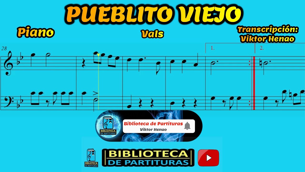 🎼  PUEBLITO VIEJO (Piano) - Biblioteca de Partituras - 