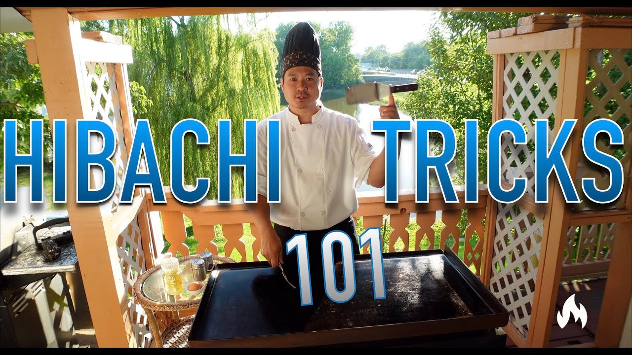 Профессиональный шеф-повар Hibachi обучает 101 хитрости Hibachi | Как вращать лопатку | Как жонгл...