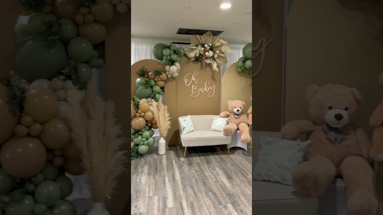 Teddy Bear Themed Balloon Backdrop For A Baby Shower!