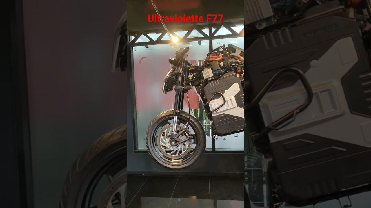 Demo of Ultraviolette F77 we can see all the components inside of the bike battery pack motors etc