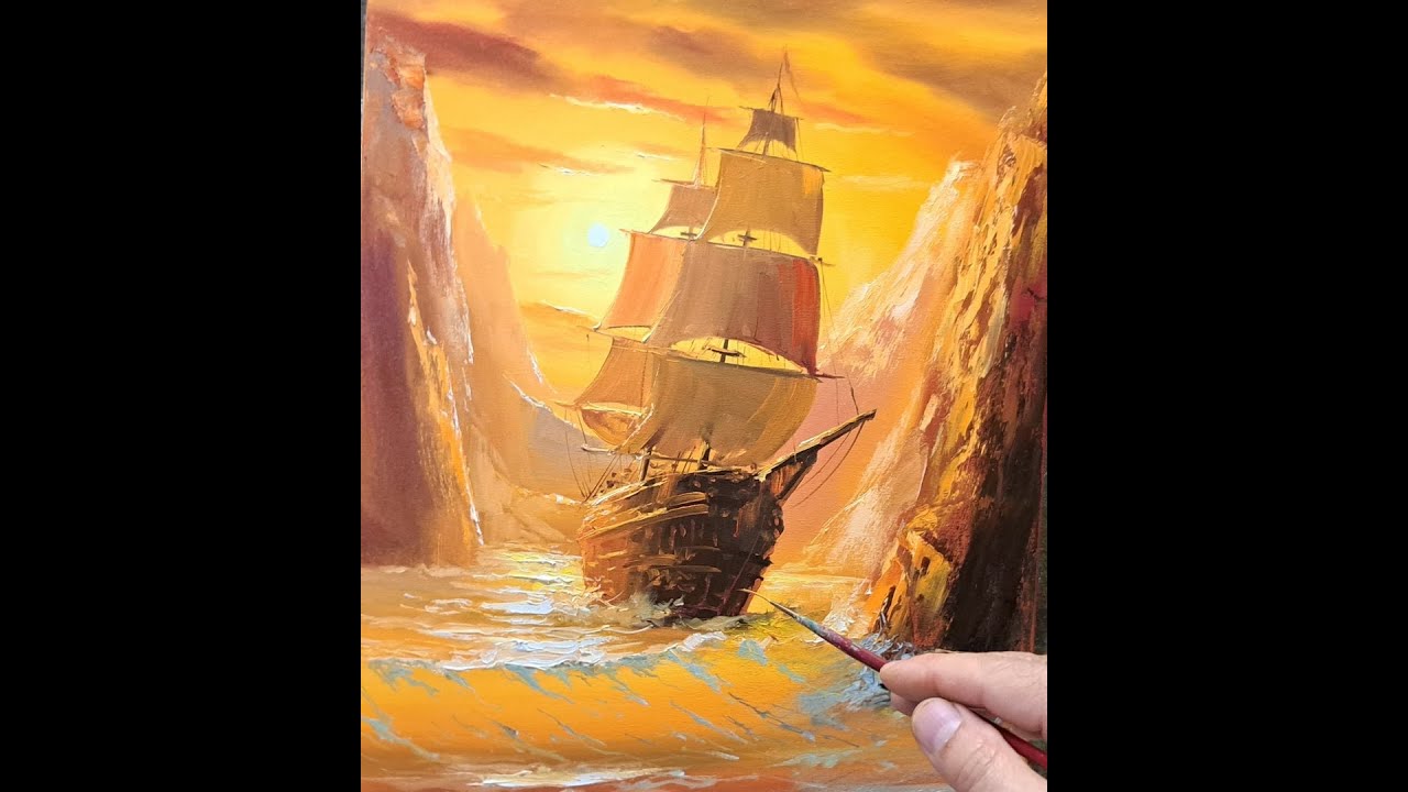 Sea  ship oil painting Vugar Mamedov  #art #painting  #acrylicpainting #oilpainting #sea