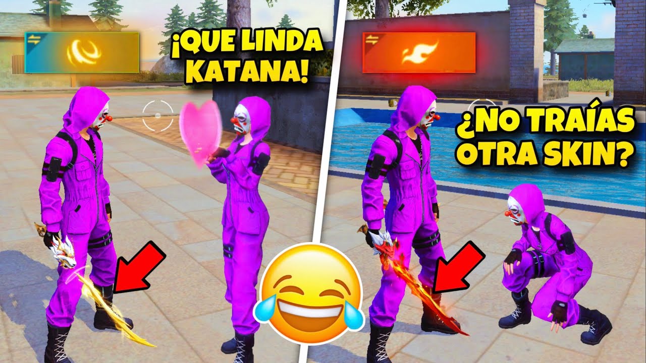 CONFUNDIENDO A MI NOVIA CON ESTA KATANA QUE CAMBIA DE ASPECTO 😂 FREE FIRE