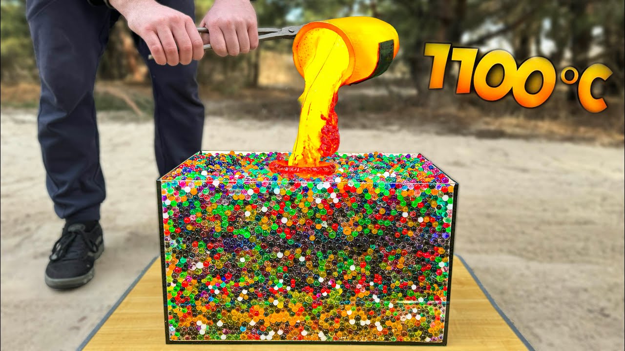 EXPERIMENT: Volcanic LAVA VS 100 000 Orbeez in Aquarium