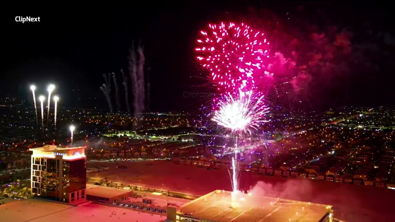 Fireworks Drone View Las Vegas Casino & Hotels 4th of July 2025