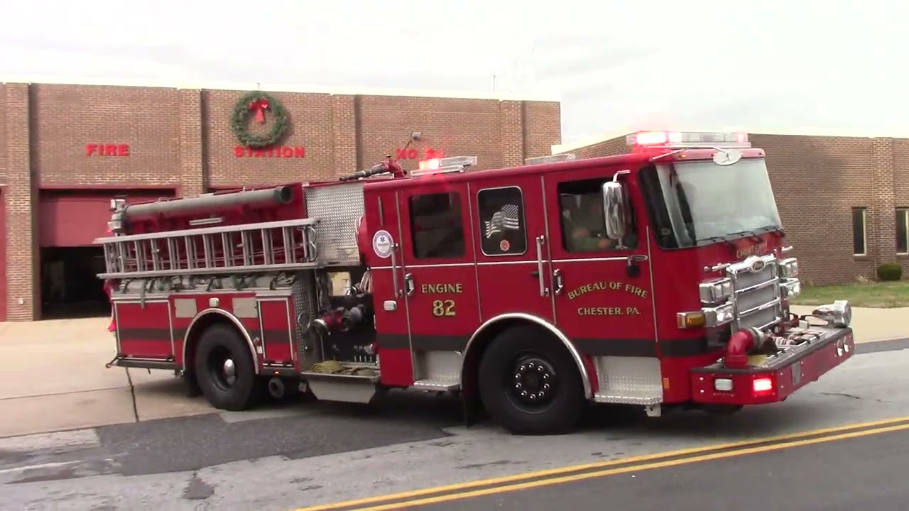 Chester City Bereau of Fire Engine 82 Responding 