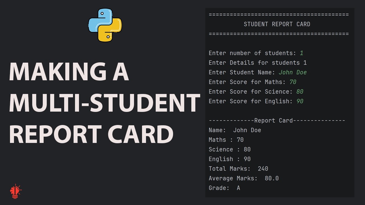 Python Project &ndash; Student Report Card System