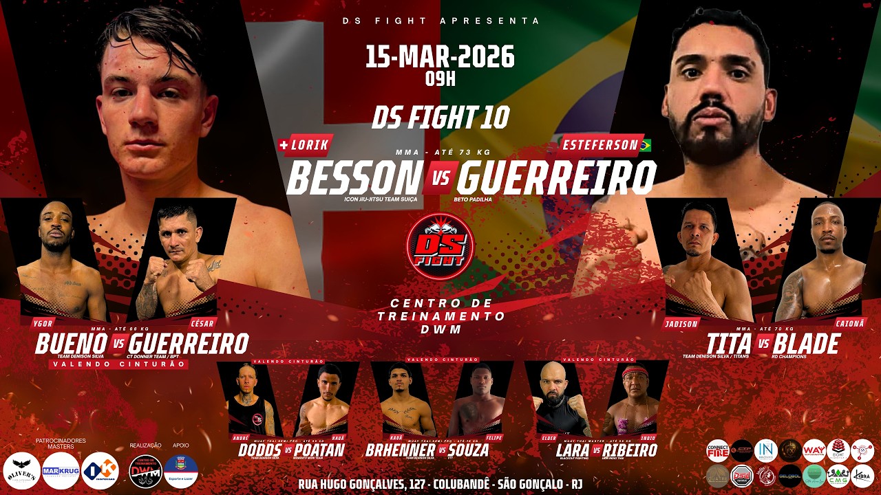 AO VIVO - DS FIGHT 10 - CENTRO DE TREINAMENTO DWM - COLUBANDÊ - SÃO GONÇALO/RJ