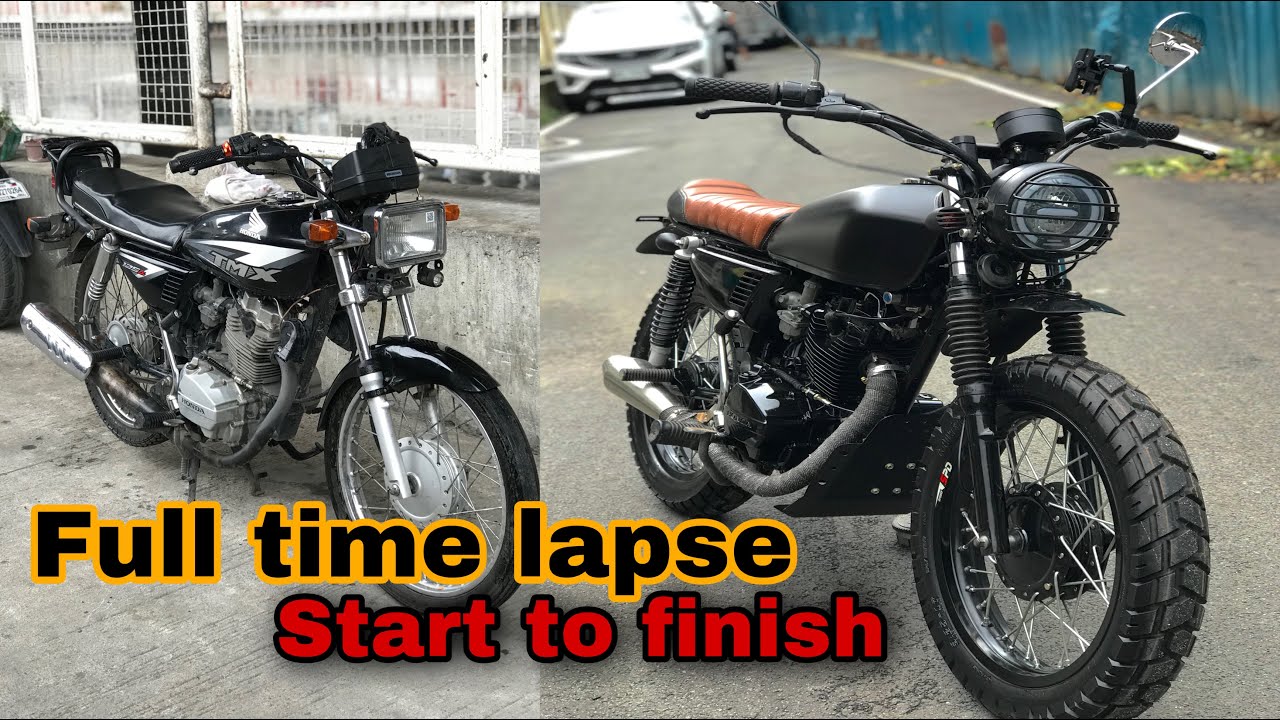 Honda Tmx 125 Scrambler Build Full Time Lapse ( cafe racer brat style tracker )