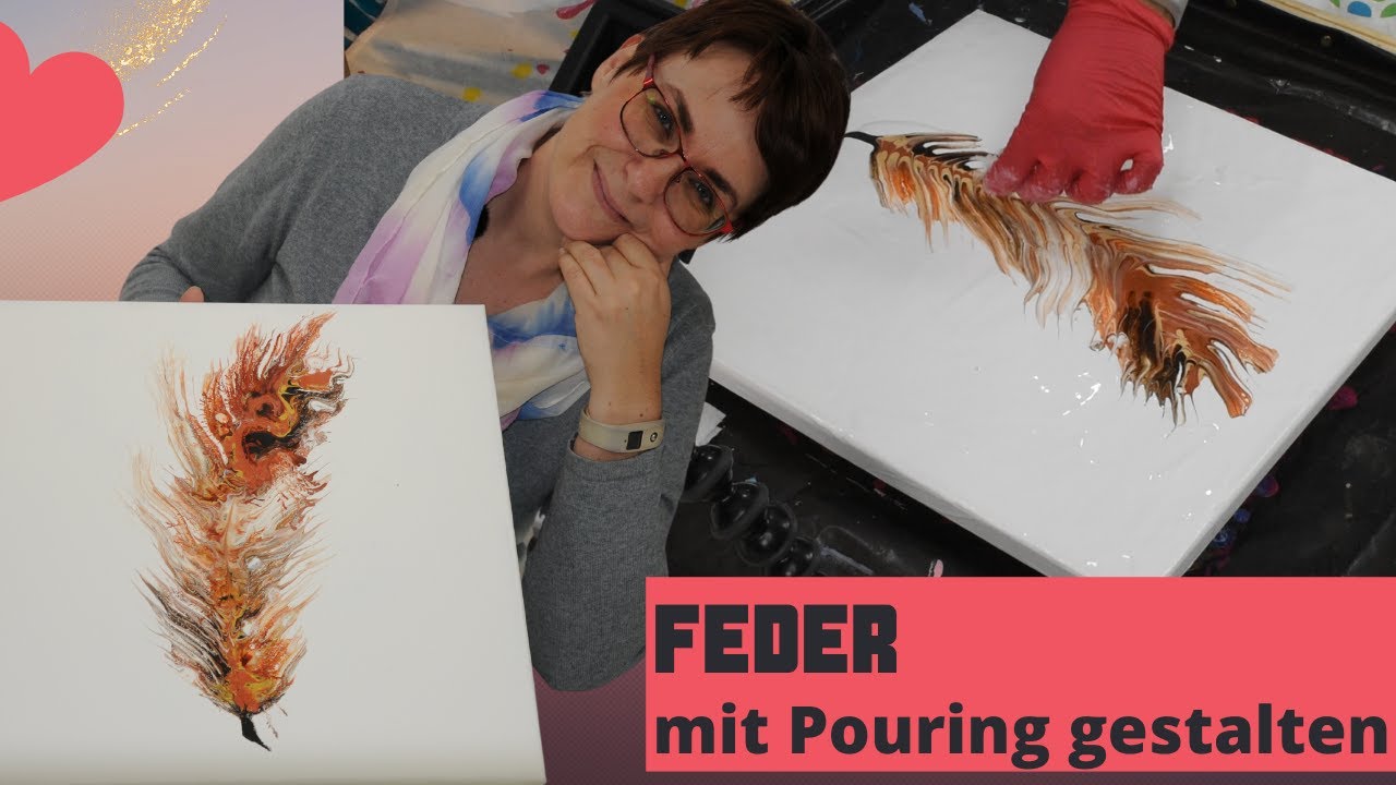 Acryl Gießen Feder | Acrylic Pouring Swipe Technik mit Küchenpapier