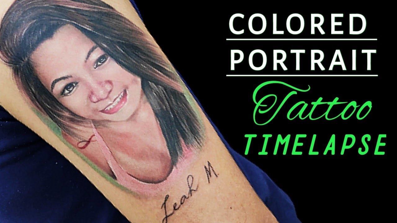 COLORED PORTRAIT - TATTOO TIME LAPSE WITH REAL TIME