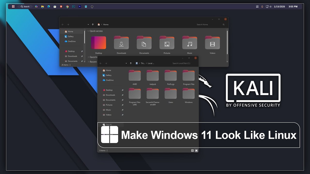 Linux Style Dark Theme for Windows 11 | Clean & Modern Desktop Customization