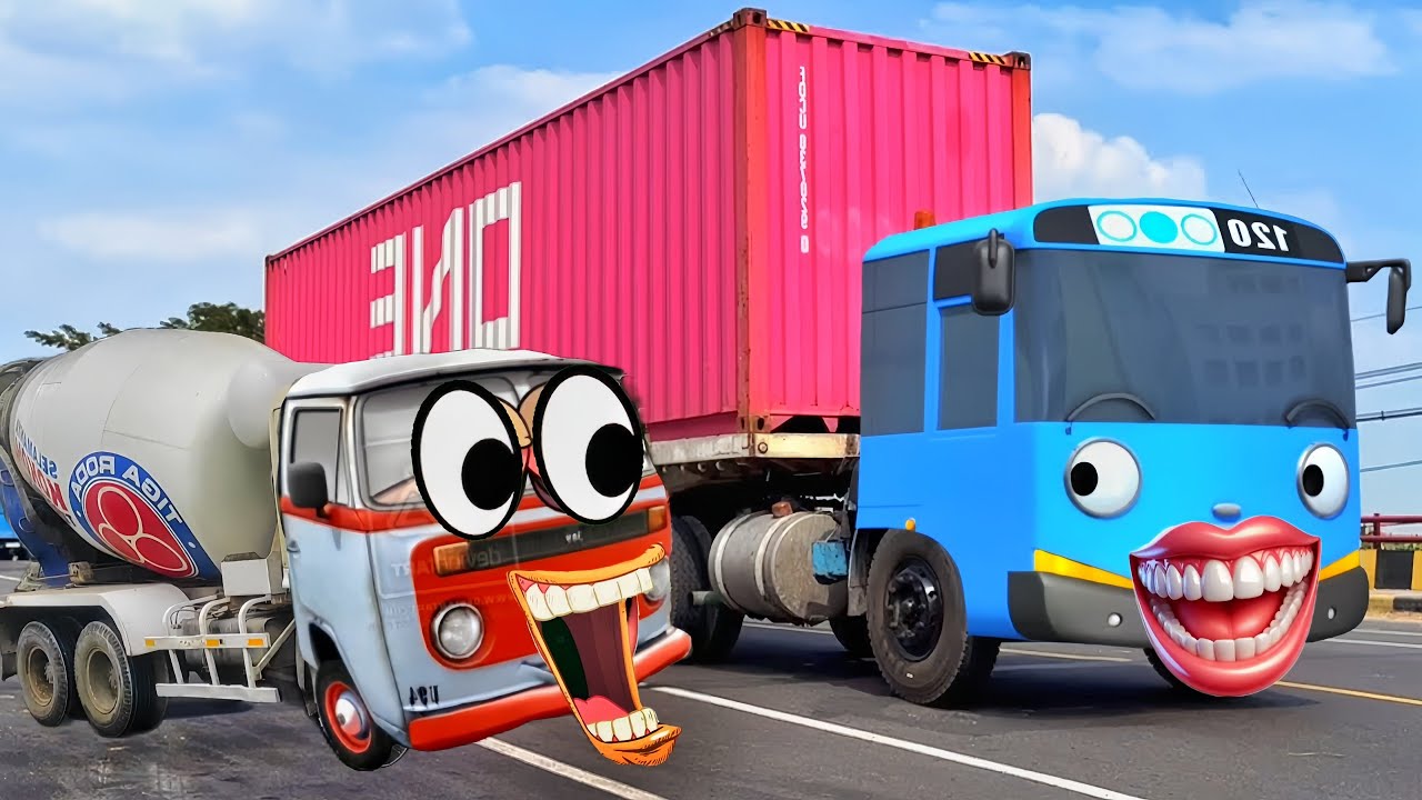 Wow Ada Truk Kontainer Besar, Bus Telolet Basuri, Truk Oleng Joget, Truk Pasir Mirip Frank And Tayo