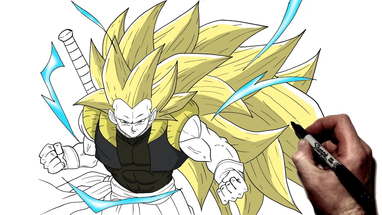 Как рисовать Ксено Готенкса SSj3 | Пошаговое руководство | Dragon Ball