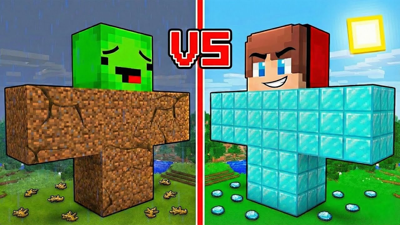 JJ and Mikey: POOR vs RICH GOLEM BATTLE in Minecraft - Maizen
