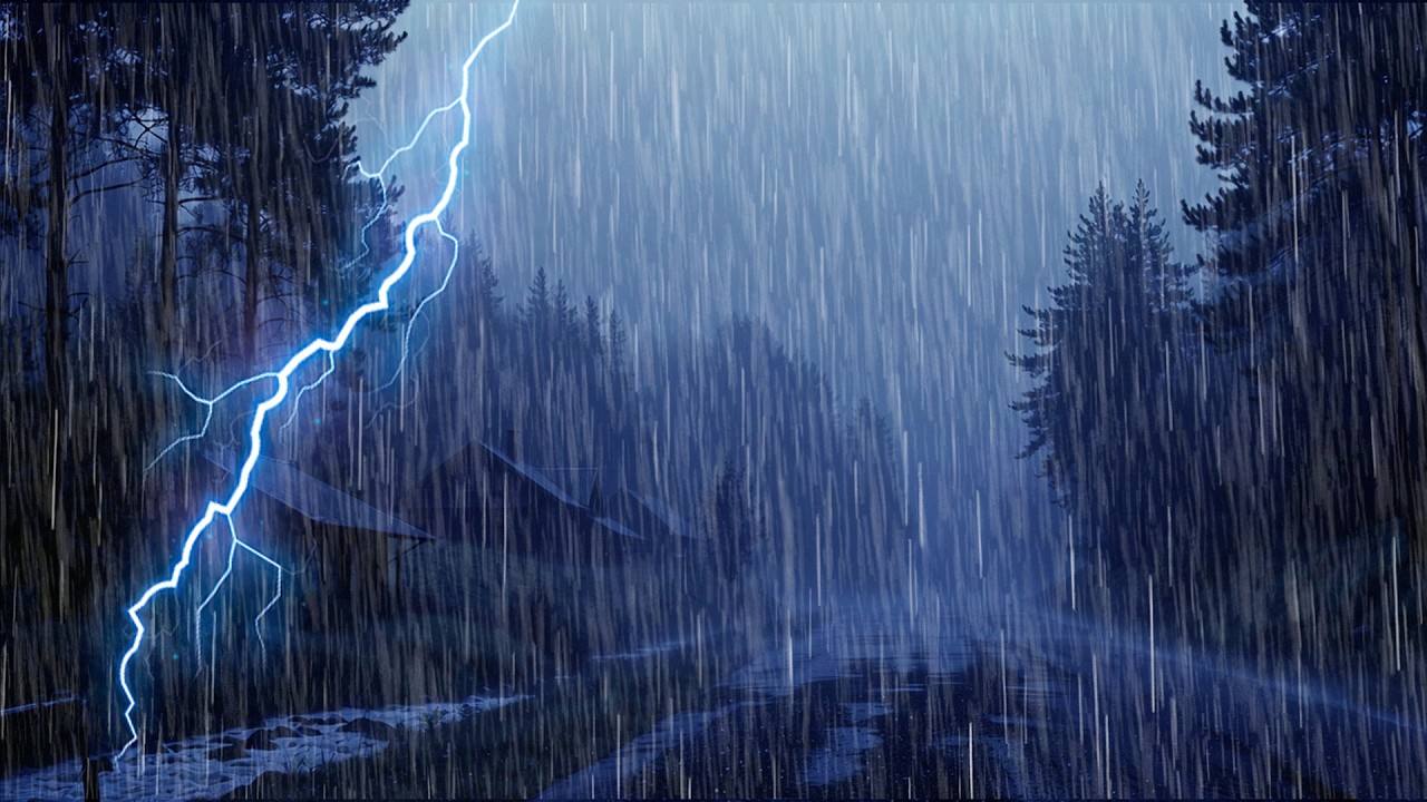 3 Hours of Heavy Rain on Roof with Thunder for Sleeping