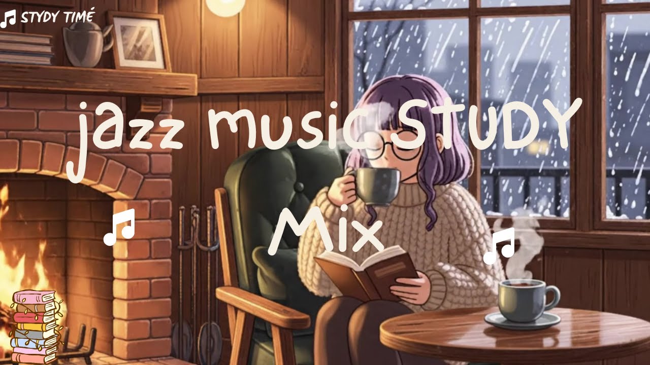 “Focus Jazz: Rain and Fireplace Ambience” | Cozy Jazz Tunes | Soft Instrumental | Study music