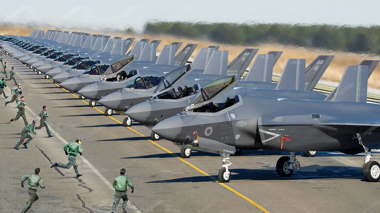 Skilled US Pilots Rush to Their Stealth Jets & Take Off One by One at Full Throttle