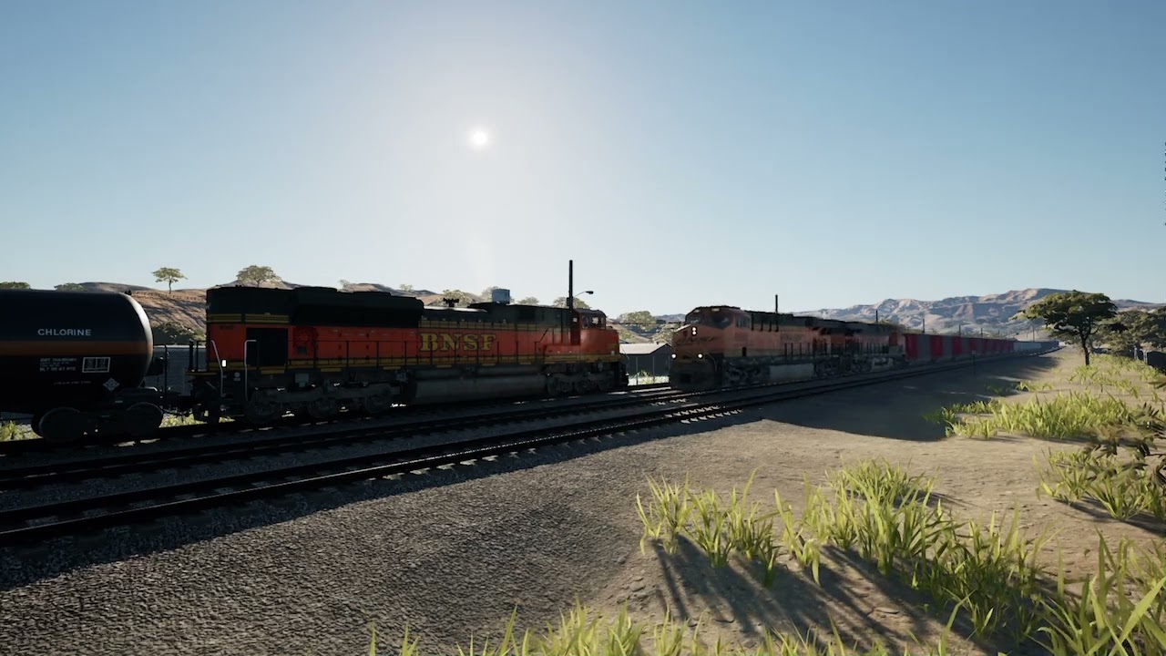 Faded BNSF ESC44AC  Stack Train Heading To Mojave Subdivision 