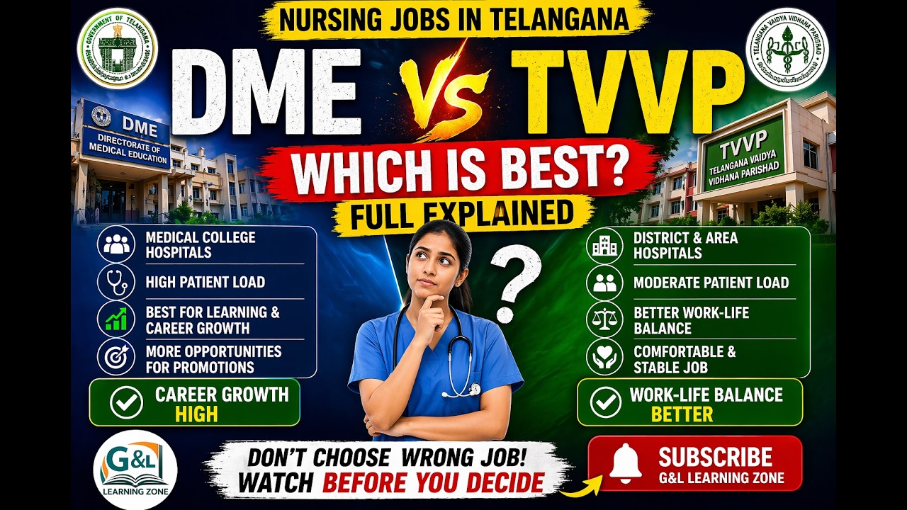 DME vs TVVP Nursing Jobs 🔥 Which is Best in Telangana? Full Explained