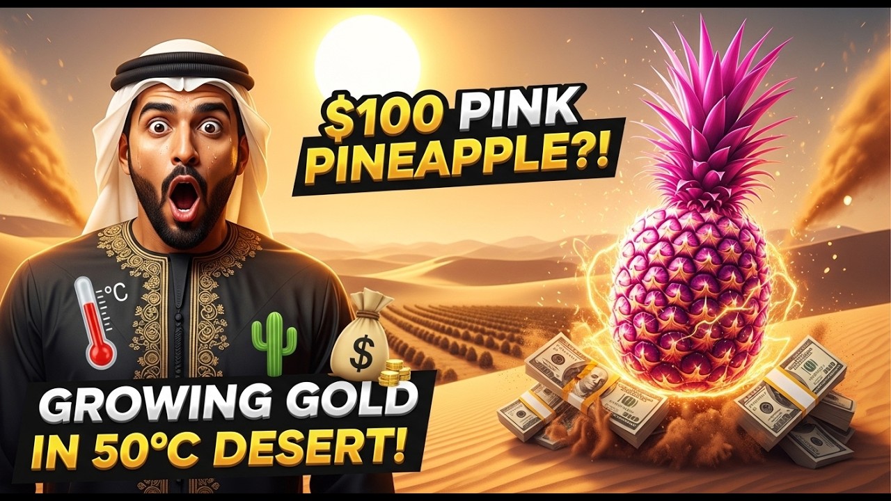 $100 Pink Pineapple in Dubai 🌵🍍 Growing Gold in 50°C Desert!