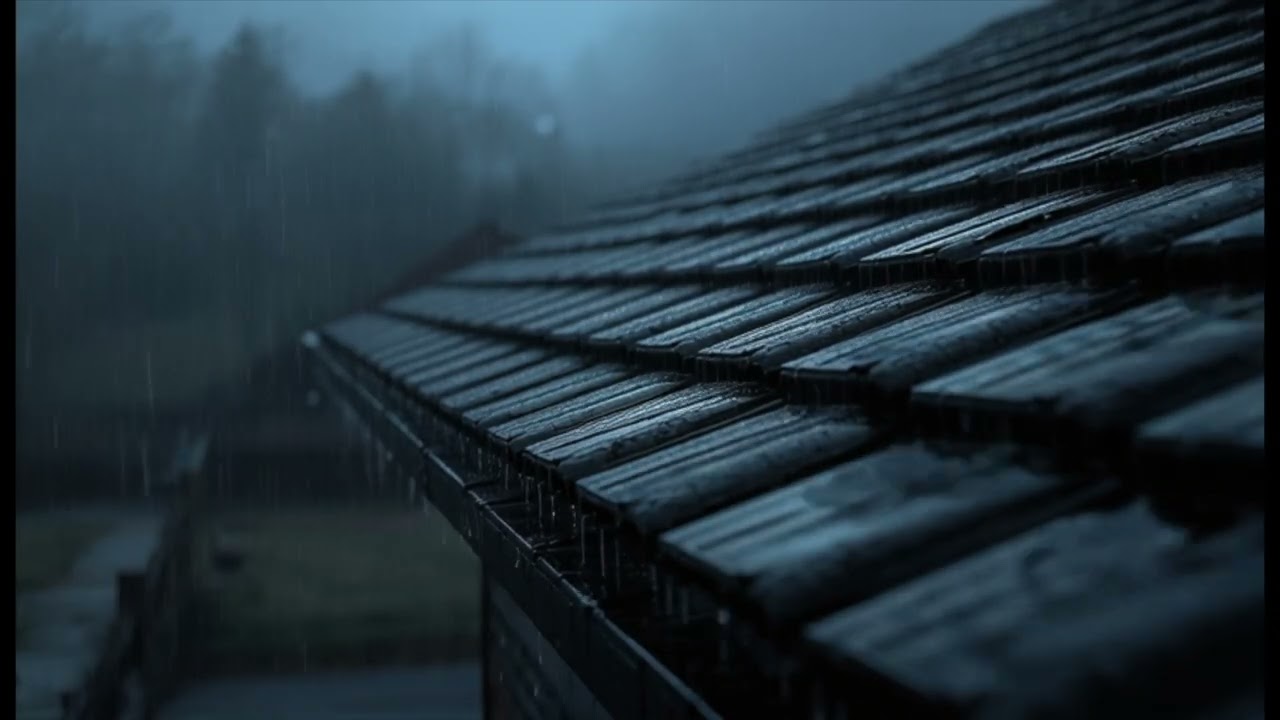 Gentle Night Rain on a Quiet Roof Calm Outdoor Ambience for Rest and Background Relaxation