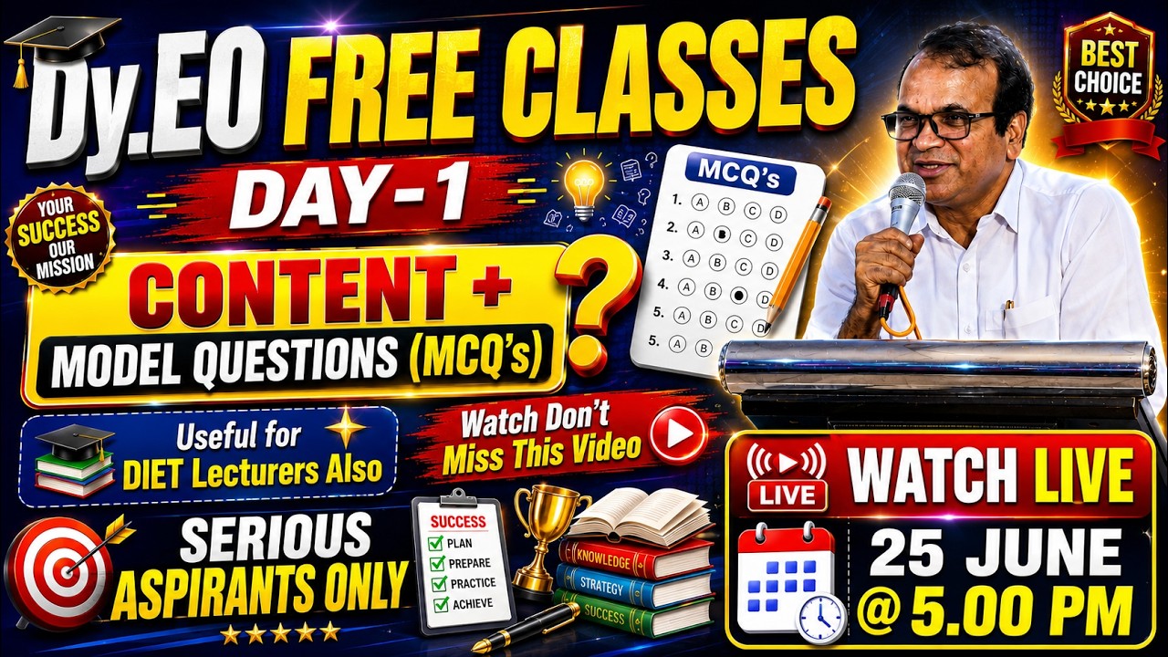 Dy.EO Free Classes | Day-1| Content + Model Questions | Paper-2 | Part-A + Part-B | Important Topic