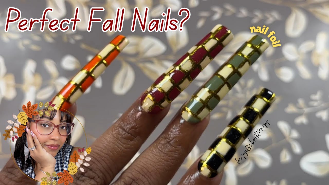 I Mastered Nail Foils?! 😱| Fall Checkered Nails 🍂