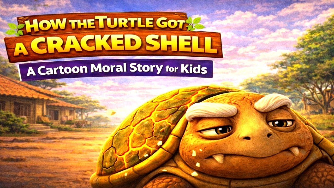 How the Turtle Got a Cracked Shell  | A Cartoon Moral Story for Kids