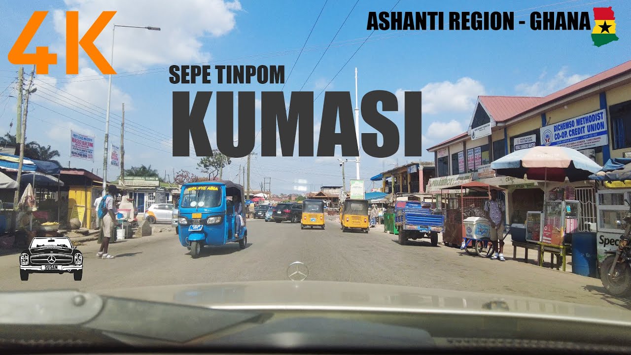 Sepe Tinpom Drive Tour Asokore Mampong Kumasi Ghana 4K