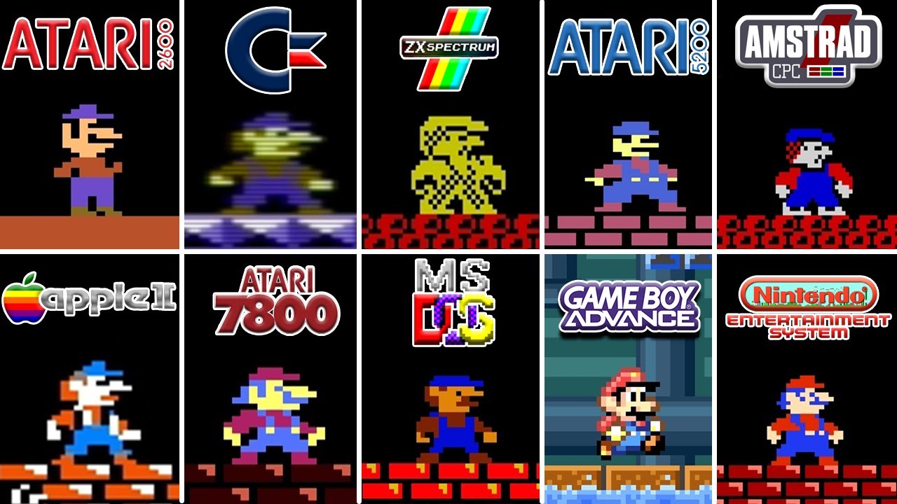 Mario Bros. (1983) Atari2600 vs C64 vs ZXS vs Amstrad CPC vs Apple II vs Dos vs GBA vs NES And More!