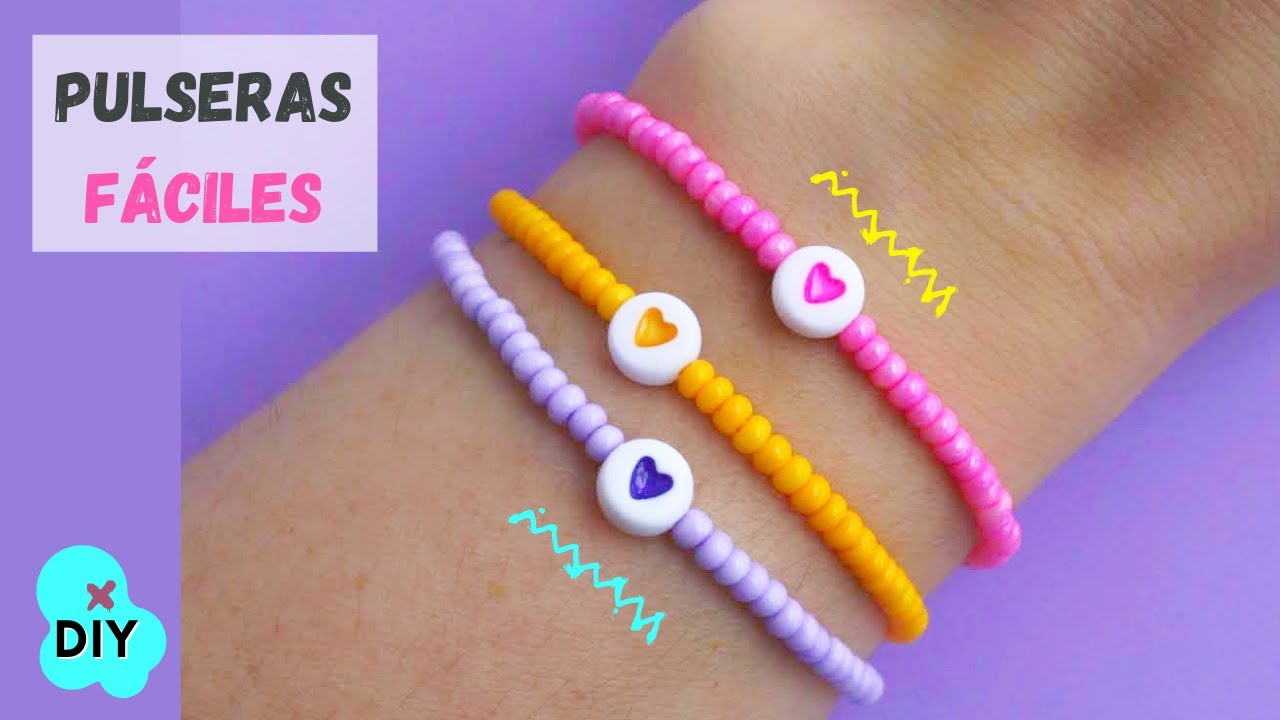 💜 Como hacer pulseras aesthetic fáciles con mostacillas para vender / Pulseras de hilo fáciles