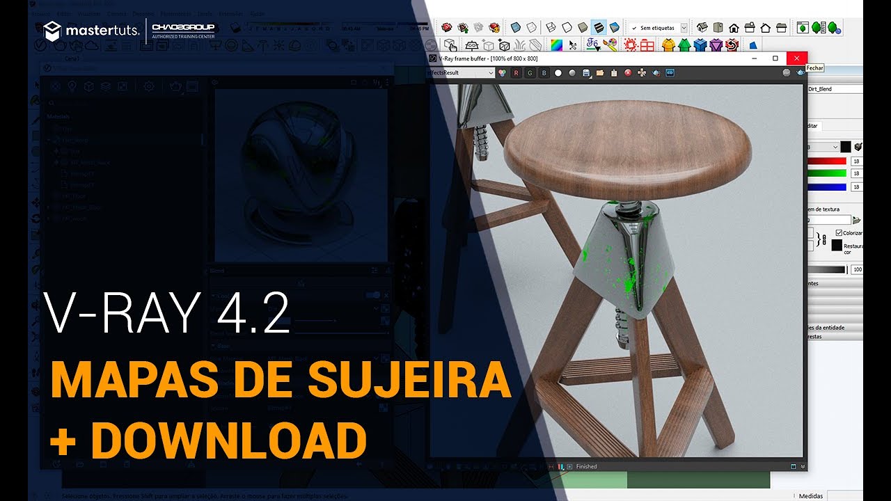 Curso V-Ray 4.2 for SketchUp Aula 15:  Dirt Maps + Blend Material