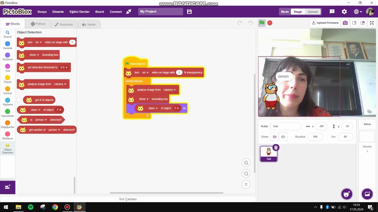 nesne tanıma (object detection) pictoblox